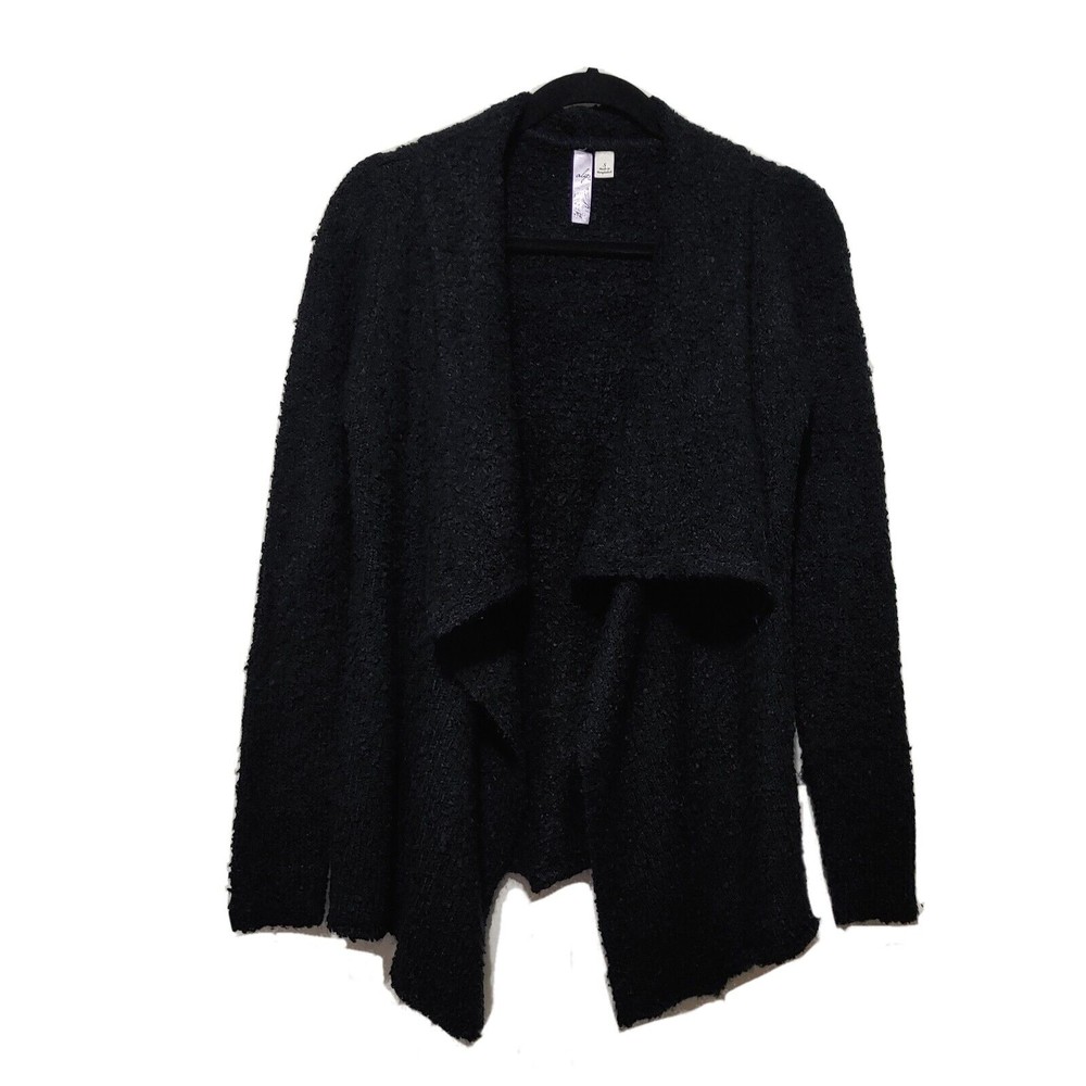 Alya Womens Textured Open Front Drapped Cardigan Color Black Size Small D01-0239